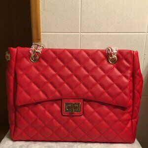 NWT!!! ELLO Quilted vegan leather Tote Bag in RED